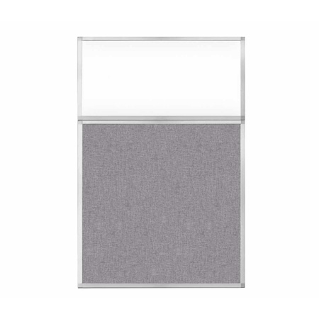 Versare Hush Panel Configurable Cubicle Partition 4' x 6' W/ Window Cloud Gray Fabric Clear Window 1850608-2